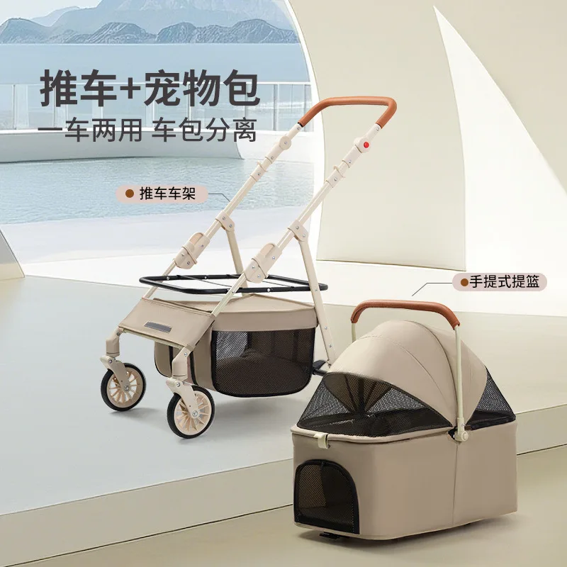 Carrito plegable para perros y gatos con cesta desmontable - imagen 5
