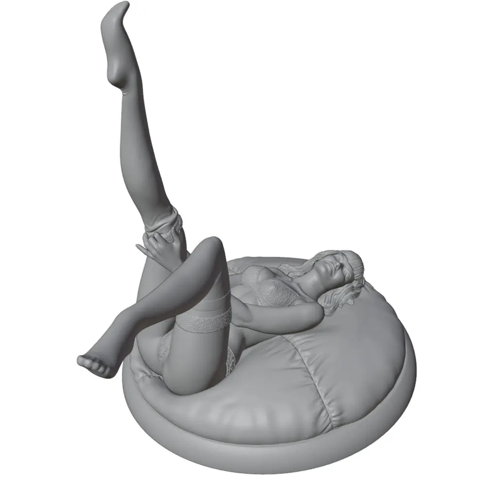 Figura miniatura resina chica sensual sofá redondo 3D sin colorear pintar - imagen 4
