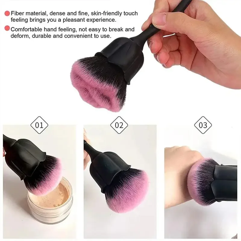 Cepillo de uñas de flores para manicura, pinceles para decoración de uñas con forma de rosa dorada, herramientas de limpieza de polvo de esmalte de Gel UV pequeño redondo, accesorios para uñas - imagen 5
