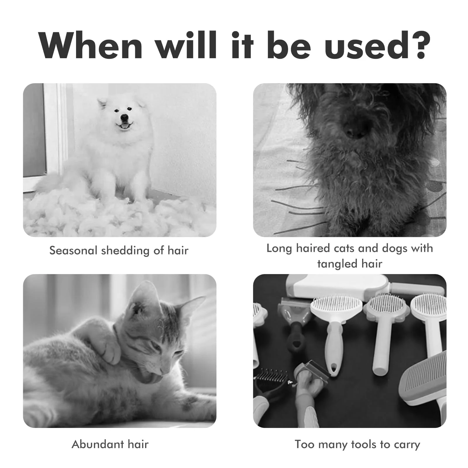 Cepillo para gatos de pelo largo, cepillo para perros para quitar el cuidado de perros pequeños y medianos, cepillo para perros deshedding autolimpiante y desmatting - imagen 4