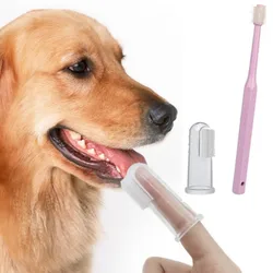 Cepillo de dedo para limpiar dientes de gato y perro