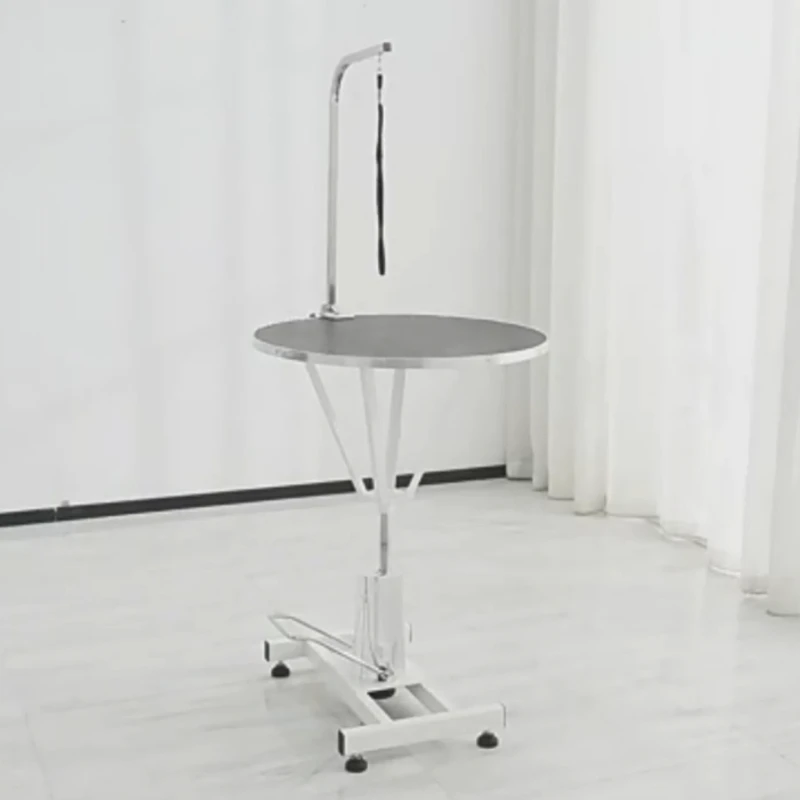 Mesa peluquería hidráulica ajustable para perros con soporte colgante