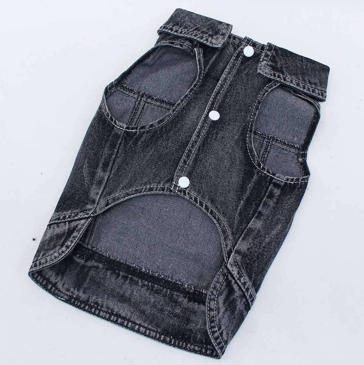 Pantalones vaqueros para perros, chaqueta con letras negras, abrigo vaquero para cachorros para perros pequeños, disfraces clásicos para gatos masculinos, ropa lavada sin mangas