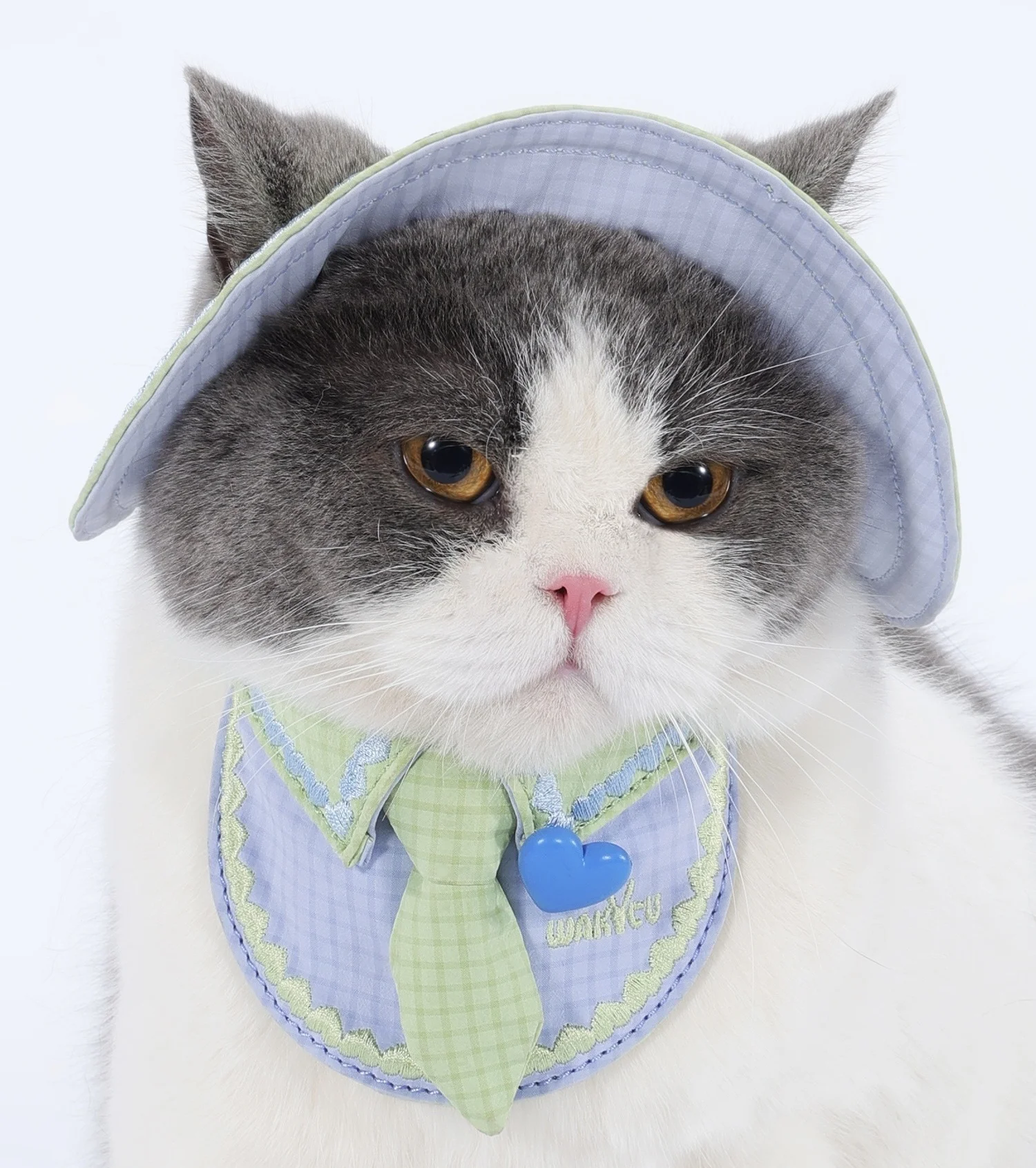 Sombrero de pescador para mascotas con babero para mascotas, conjunto de sombrero para gatos con babero para gatos, sombrero para el sol para mascotas, sombrero para exteriores para perros de verano con gorros para mascotas con orificio para la oreja - imagen 2