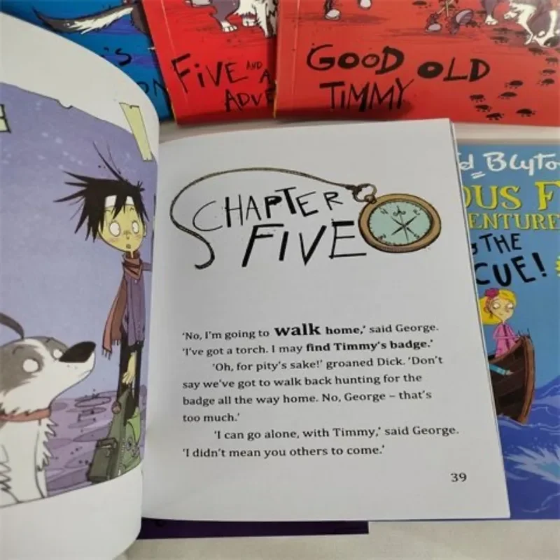 9 libros/juego Enid Blyton la famosa colección de cinco aventuras niños libro de imágenes en inglés historias de detectives - imagen 5