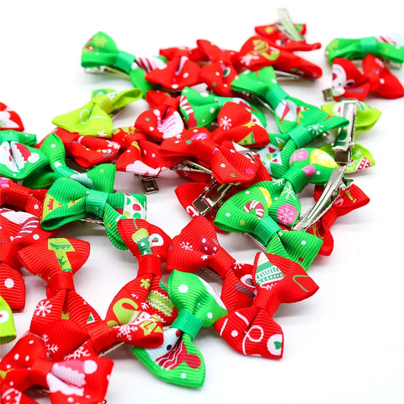 Horquilla para el pelo hecha a mano para perros y gatos, mezcla de colores navideña, horquilla, accesorios de aseo para Chihuahua - imagen 3