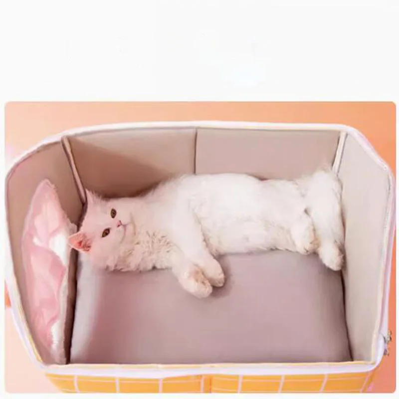 Casa de mascotas de felpa gruesa, completamente cerrada, extraíble y lavable, jaula de algodón para gatos y perros, nido cálido - imagen 3