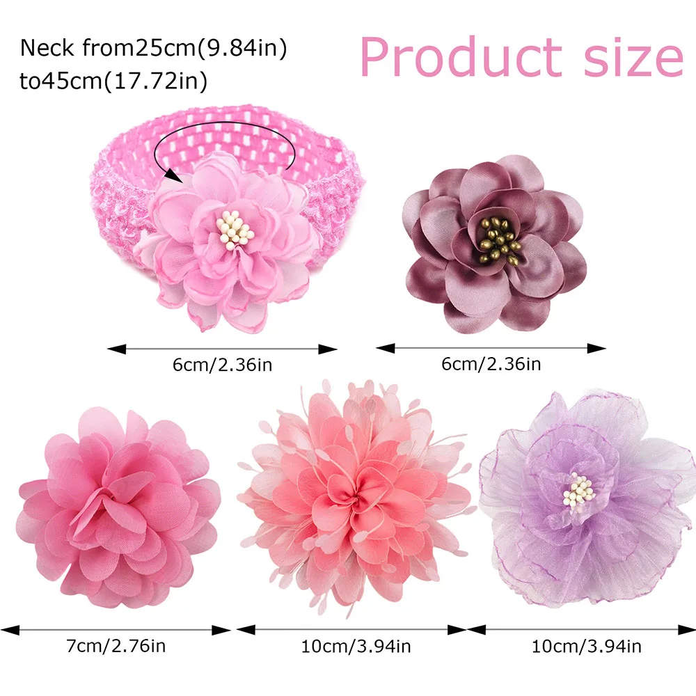Lazos con flores para perro – Accesorio ajustable de collar - imagen 2