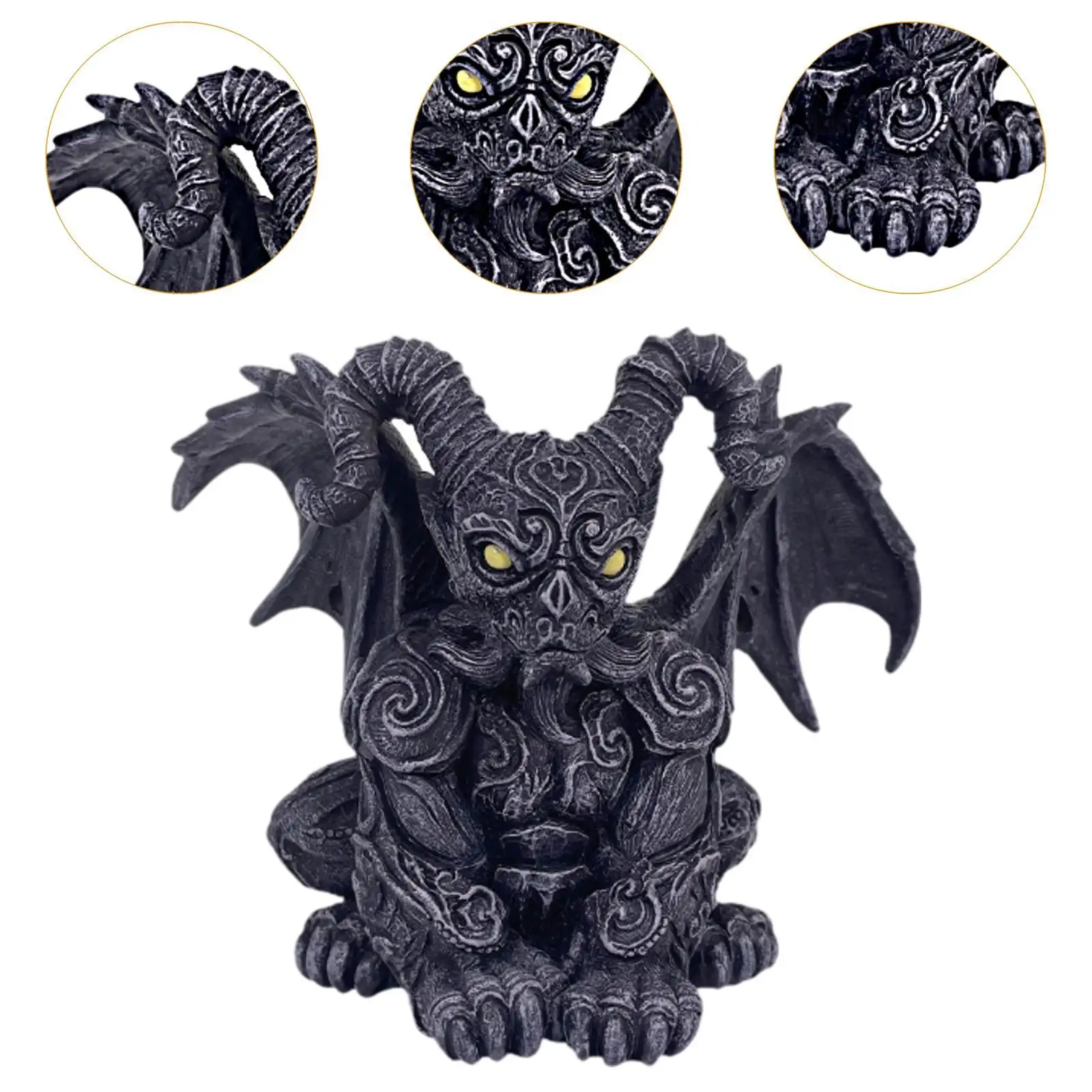 Flying Dragon Sculpture Gothic Party Supplies Creative Terror Prop Scary Dragon Figurine for Balcony Cabinet Home Room Bookshelf