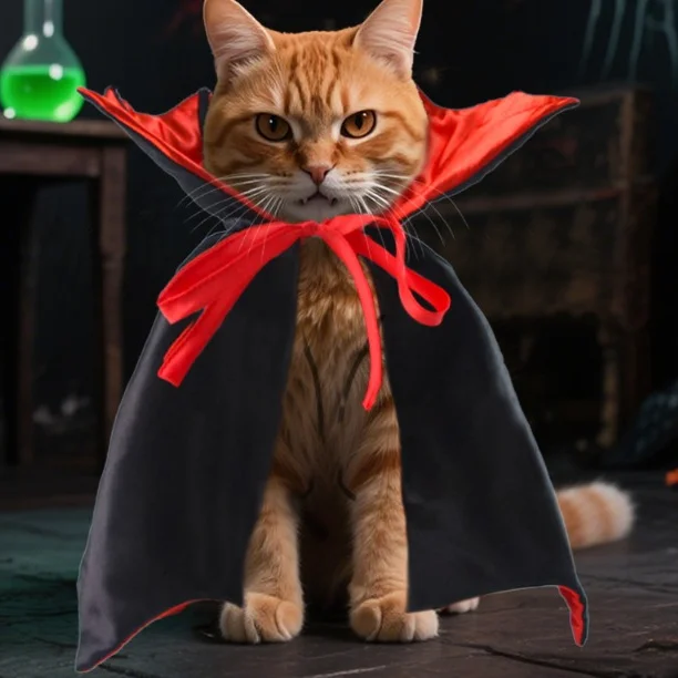 Capa de Halloween para mascotas, disfraz y máscara de Cosplay para perros y gatos, conjunto de ropa divertida y elegante para mascotas, accesorios de vestir para Festival para gatitos - imagen 4