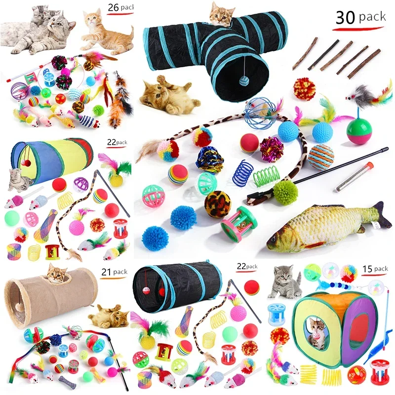 Kit de juguetes para gatos con ratón y túnel