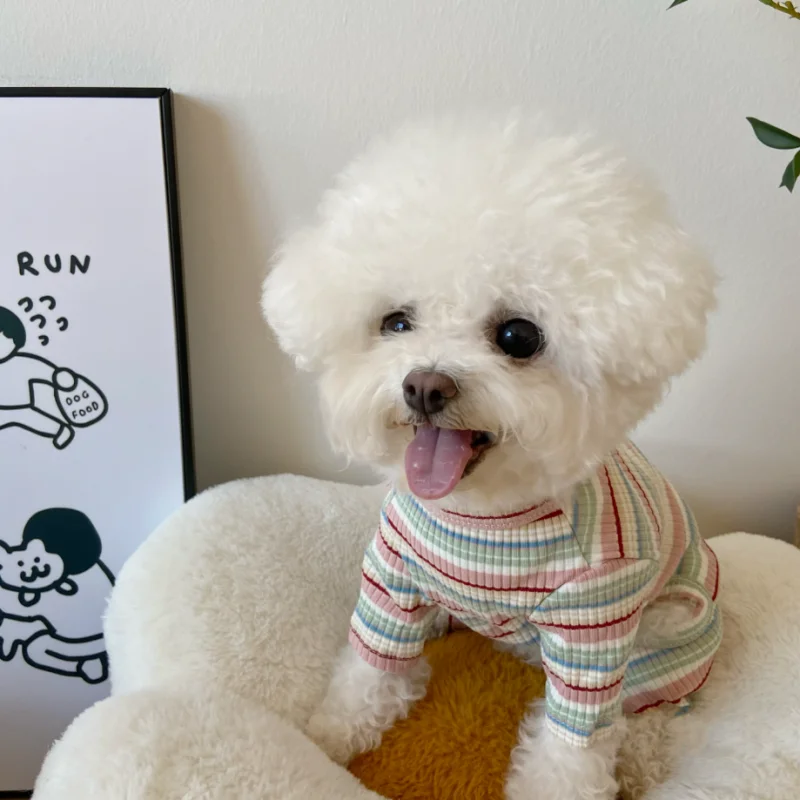 Ropa a rayas para perros, mono para perros, pijamas para perros de otoño e invierno, abrigos para cachorros de cuatro patas, ropa para Chihuahua Bichon para perros y gatos