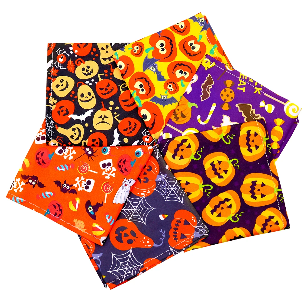 Bandana de Halloween para perro, pañuelo para mascotas pequeñas, gato, cachorro, accesorios para vacaciones, calabaza, Calavera, 50 piezas - imagen 5