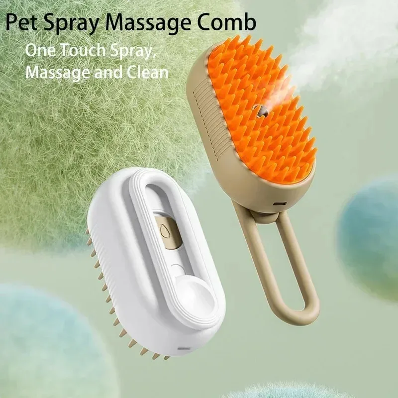 Cepillo humeante para perros, cepillo eléctrico para pelo de gato con pulverizador, cepillo de vapor para perros 3 en 1 para masaje, cuidado de mascotas, eliminación de cabello enredado y suelto - imagen 2