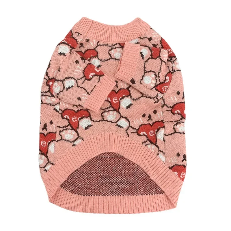 Pet lindo oso amor mascota suéter Teddy tejido Top oso gato otoño e invierno camisa Base cálida ropa para perros pequeños - imagen 5
