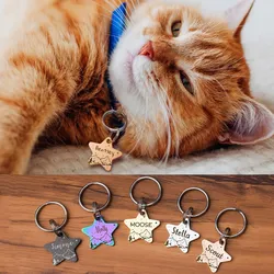 Etiqueta de collar personalizada gatos y perros - estrella y nombre