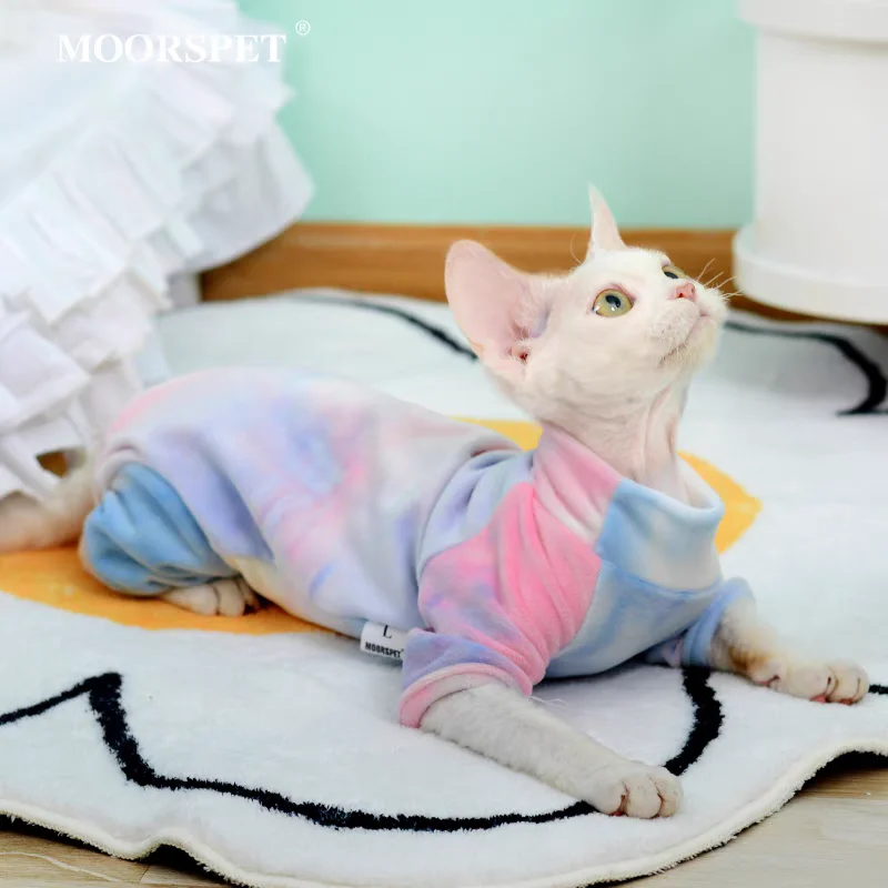 Sphynx-ropa de gato para gatitos, traje de teñido suave de 4 Patas para gatitos, abrigo azul cálido para invierno, ropa de estar por casa para Yorkshire, Primavera - imagen 2