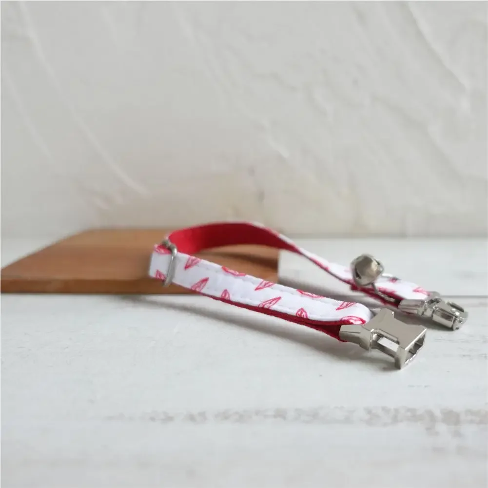 Collar de gato personalizado con grabado gratuito, correa para mascotas a juego, hebilla de Metal de contactos personalizados, Collar para mascotas de hojas rojas - imagen 3