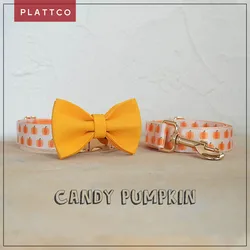 PLATTCO Pack collar y correa con estampado de calabaza para perro