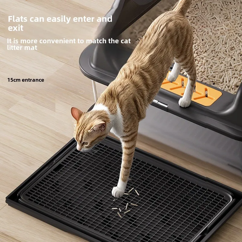Caja de arena de acero inoxidable, barandilla elevada Extra grande, inodoro antisalpicaduras para gatos, suministros de productos para mascotas, sartenes para gatos, fácil de limpiar - imagen 2