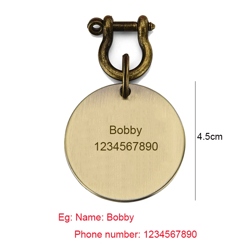 Placa de identificación de perro grande de cobre con grabado personalizado, placa de identificación antipérdida, accesorios para mascotas, grabado gratis - imagen 4