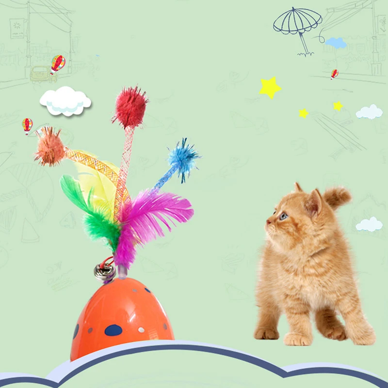 Juguetes interactivos para gatos, divertido juguete de burlas con plumas para mascotas, juguete con sonido para mascotas, vaso para gatitos, juguete con campana pequeña, accesorios para gatos