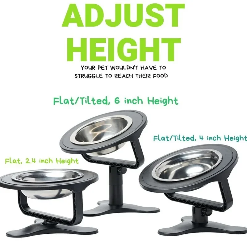Cuenco elevado ajustable inclinado de acero inoxidable 304, soporte para comida de gato, diseño de calidad extremadamente alta, resistente al óxido de larga duración - imagen 4