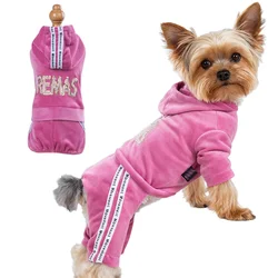 Pijama de terciopelo para perros pequeños y gatos