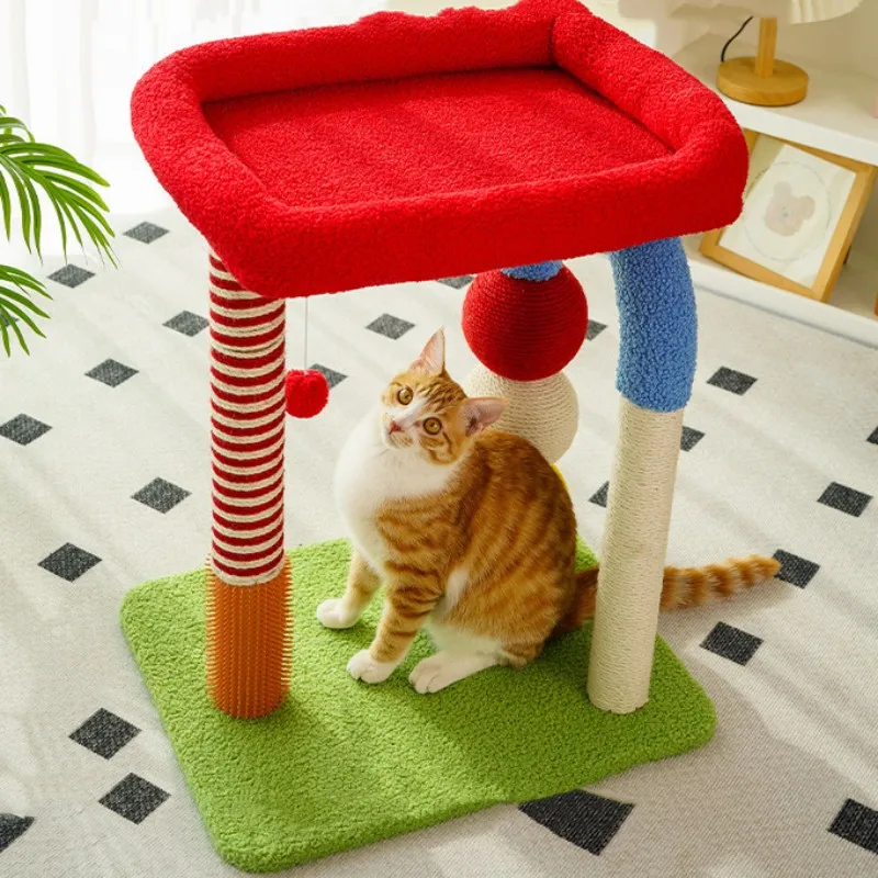 Cat Climbing Frame Colorful Cat Tree House Sisal Column Scratching Post Fot Cats Jumping Shelf Cats House Scratchers Pet Toys