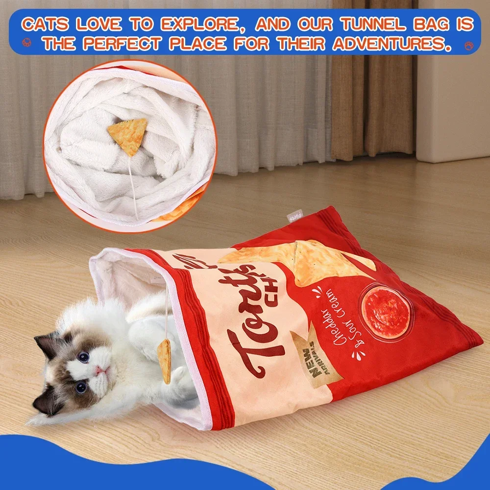Túnel de juguete con diseño de Halloween para gatos, bolsa de perforación interactiva plegable, 6 diseños Gourmet, regalo de cumpleaños para gatos, juguete para mascotas - imagen 4