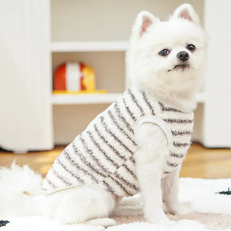 Rabbit Pattern Dog Vest Winter Fleece Dog Clothes Warm Soft Puppy Vest Pullovers Cute Striped Cat Hoodies Pet Pullovers Costume - imagen 2