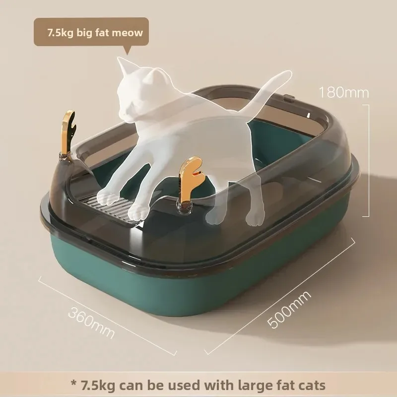 Caja de arena para gatos grande con astas, inodoro cerrado a prueba de salpicaduras para mascotas, caja de arena para gatos extraíble y lavable, suministros para mascotas - imagen 4