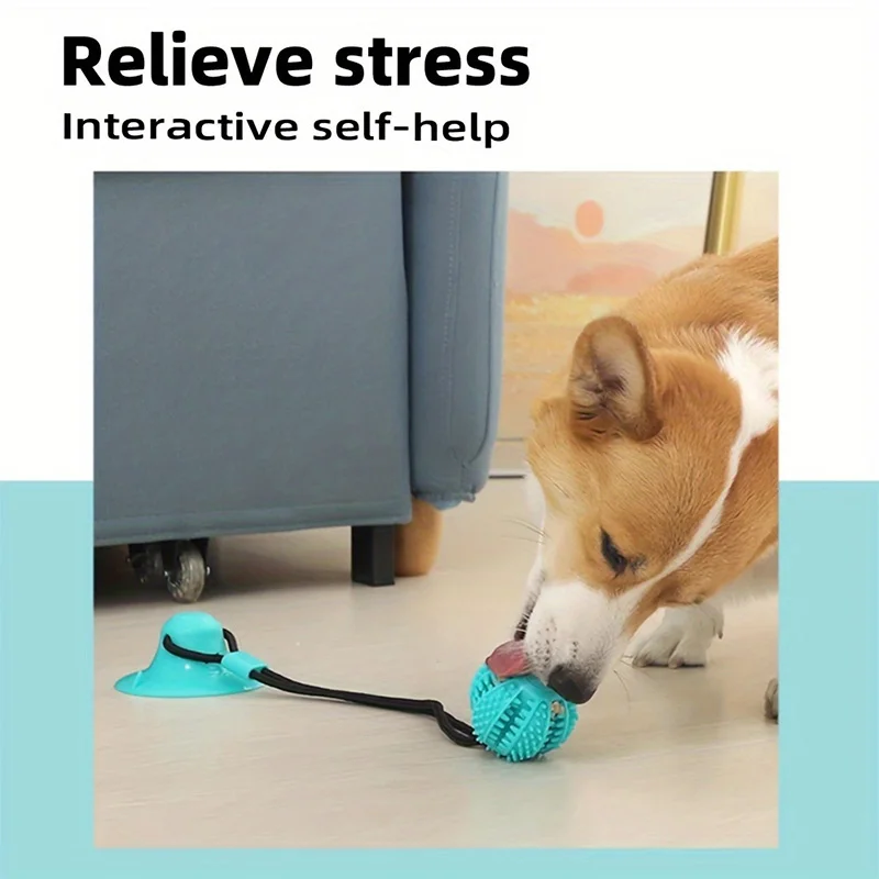 Juguete dispensador de golosinas para perros – Pelota con sonido y ventosa - imagen 4