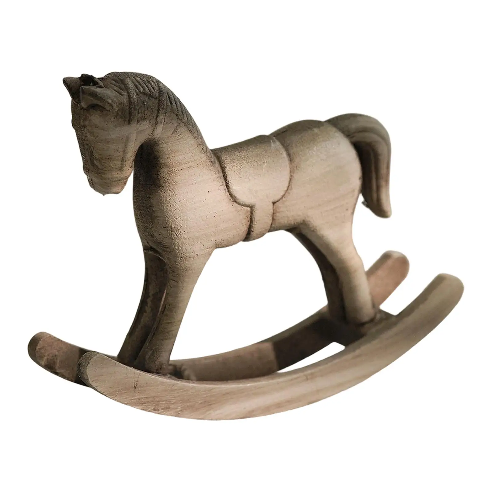 Multifunctional Artistic Retro Wooden Rocking Horse Figurine Ornament for Desk Multifunctional Artistic Retro Wooden Rocking Horse Figurine Ornament for Desk