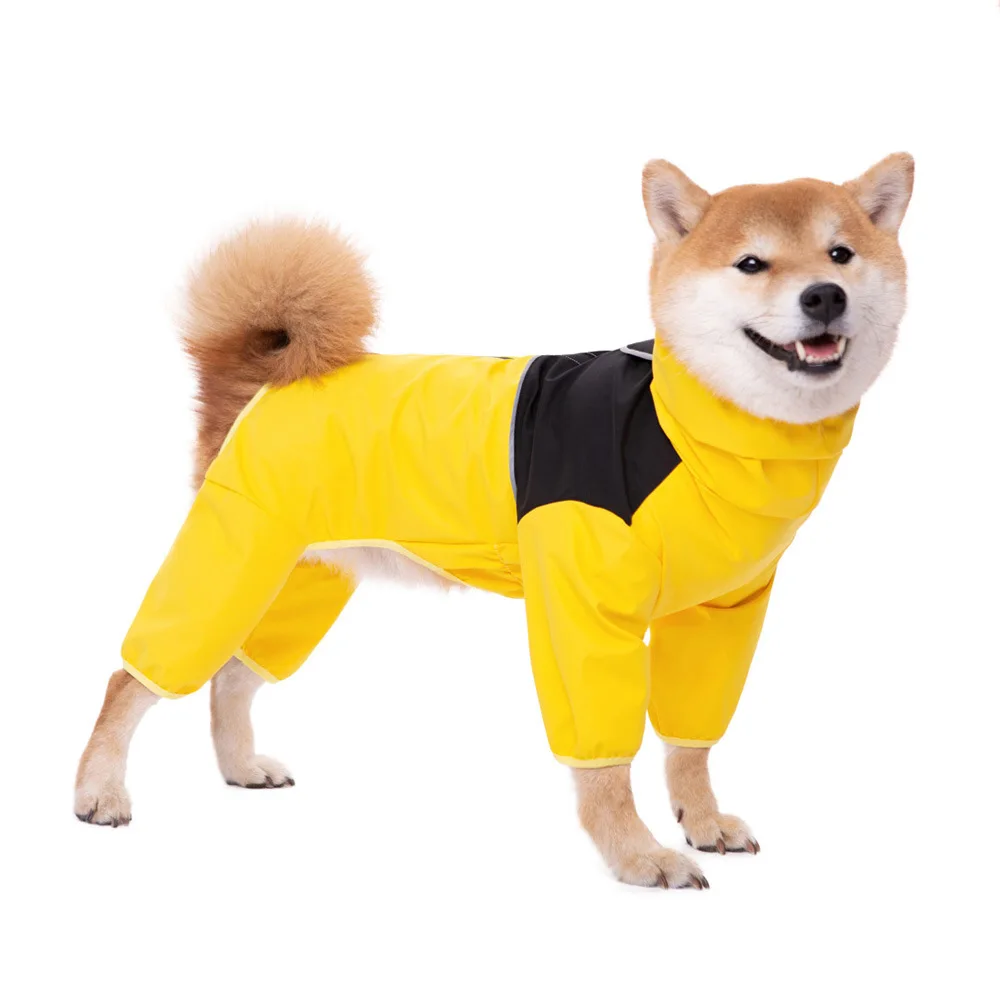 Chubasquero grande para perros al aire libre, ropa impermeable para perros de cuatro pies, chaqueta reflectante para mascotas, impermeable para Labrador Golden Retriever Shiba - imagen 4