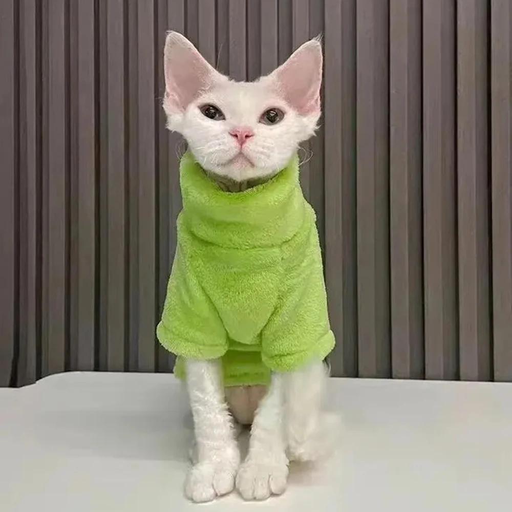 Moda Sphynx gato sudadera sin capucha cálido grueso invierno jerseys para mascotas ropa para gatitos trajes ropa para gatos sphynx