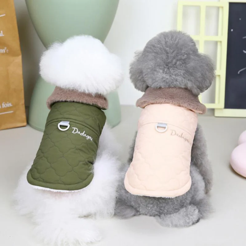CDDMPET-Chaqueta impermeable con Cuello de piel para perro, ropa cálida de lana para perros pequeños, chaleco para cachorros, abrigo para Chihuahua Yorkie Pug - imagen 3