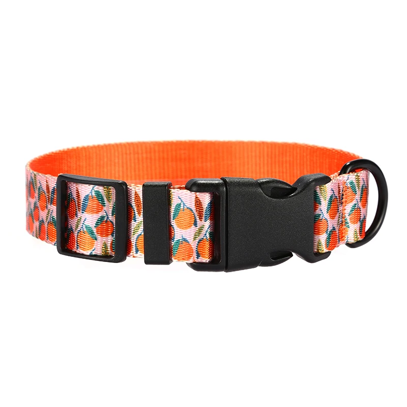 PLATTCO color del collar para perro con estampado de mascotas nuevo basqueta naranja personalizada para perros pequeños, medianos y grandes 5 tamaños PDC324 - imagen 5