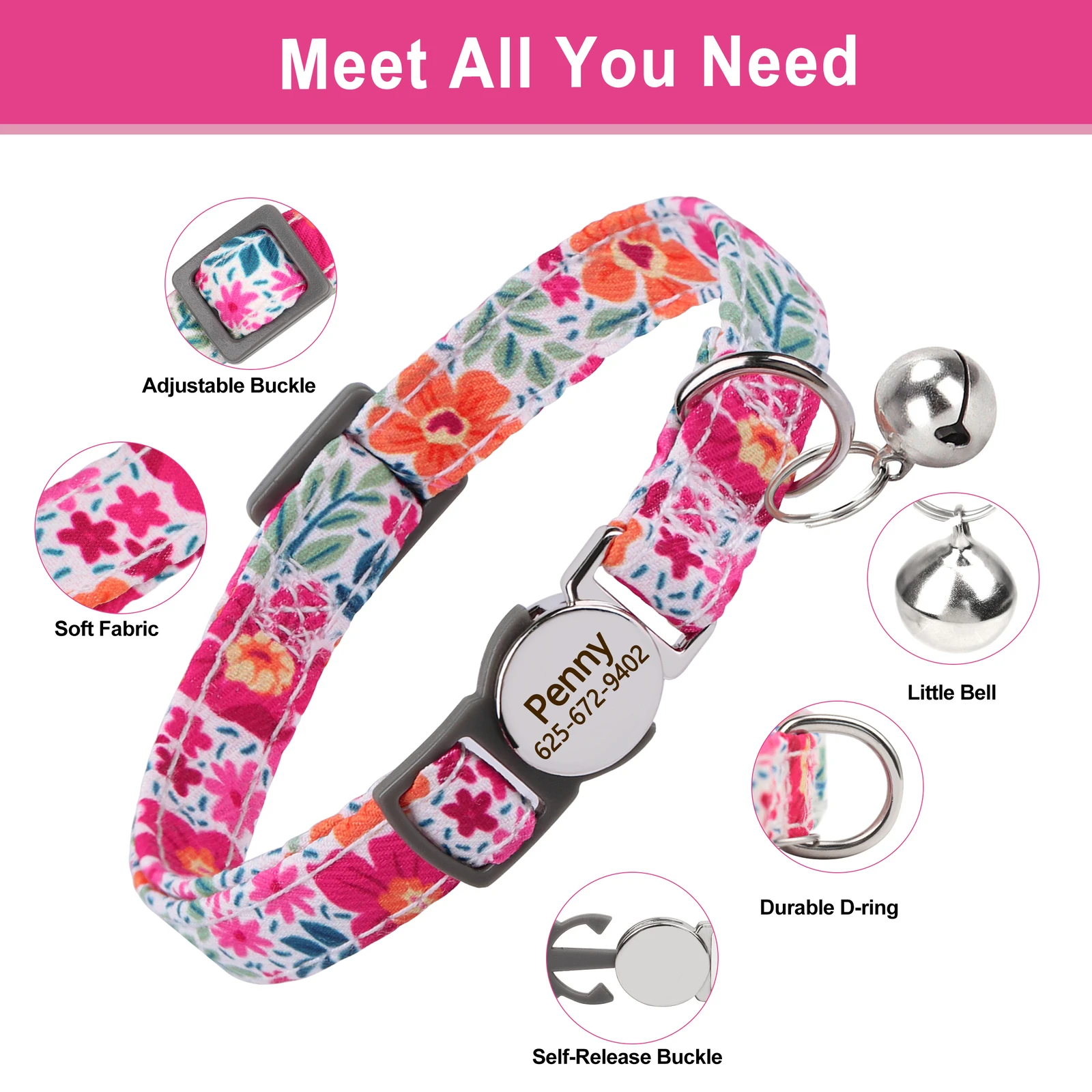 Collar para gato con campana y placa identificativa grabada - imagen 5