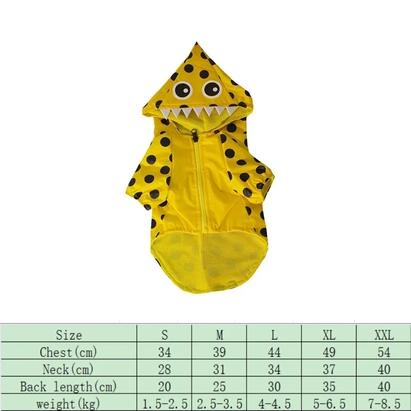 Chubasquero para perro bonito, impermeable, para exteriores, rojo y amarillo, Abrigo con capucha de dos patas para perros, equipo meteorológico divertido y Adorable para mascotas