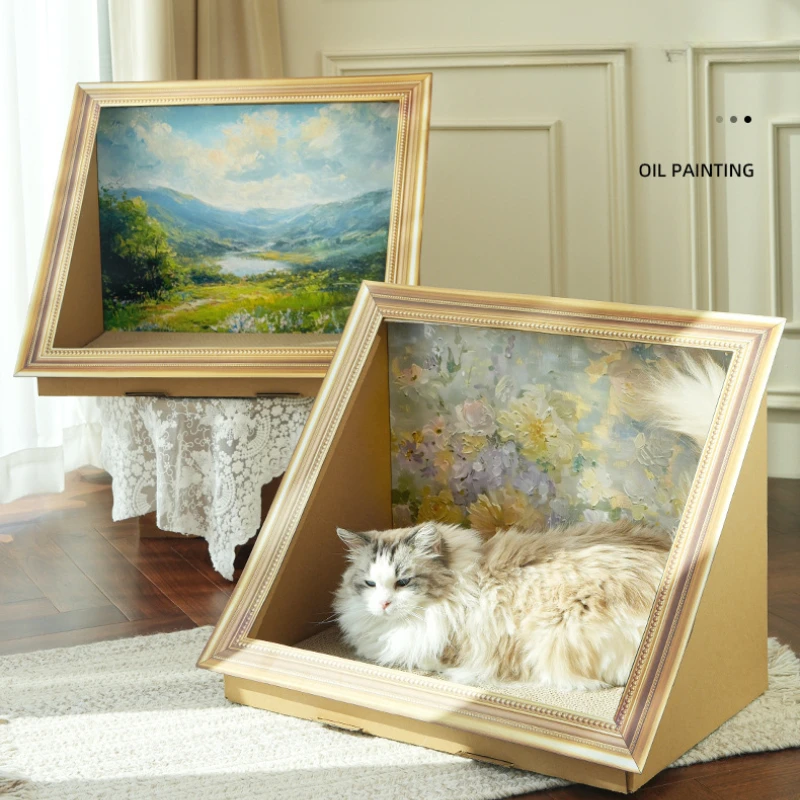 Perrera ondulada creativa para perros y gatos, marco de imagen, casa para perros pequeños, cabaña, pintura al óleo para el hogar, accesorios para productos para mascotas - imagen 2