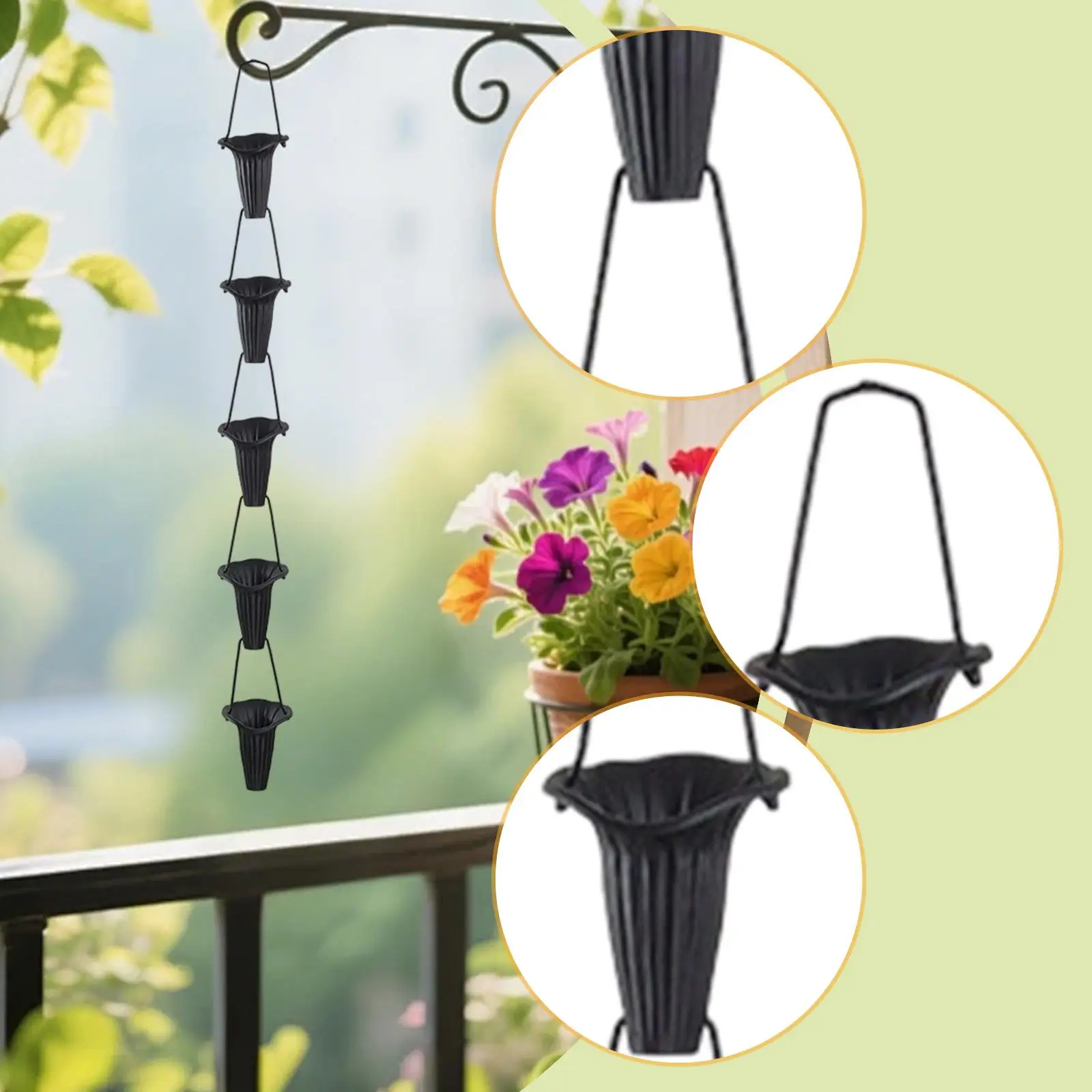Vintage Hanging Rain Chain Trumpet Flower Eaves Gutter Chain Decorative Water Diverter for Yard House Courtyard