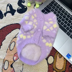 Suéter a cuadros para gatos y perros pequeños - Cárdigan de peluche
