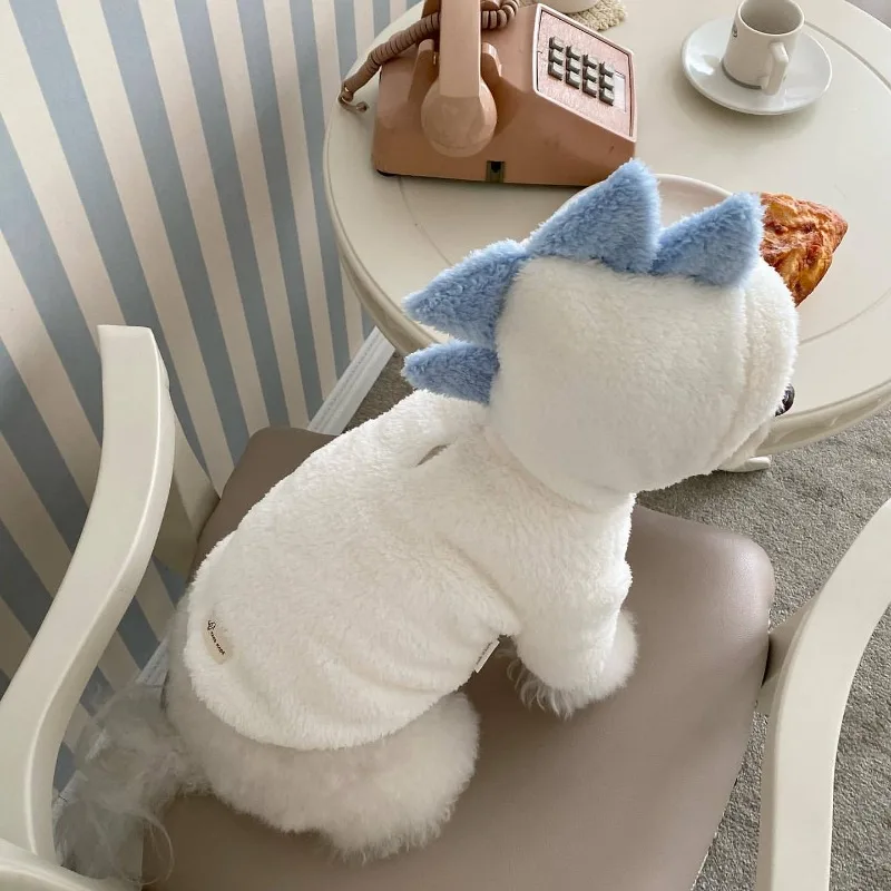 Ropa de alta calidad para otoño e invierno para mascotas, ropa cálida para gatos, abrigo con Orejas de conejo de peluche, suministros suaves y cálidos para mascotas, chaquetas para cachorros