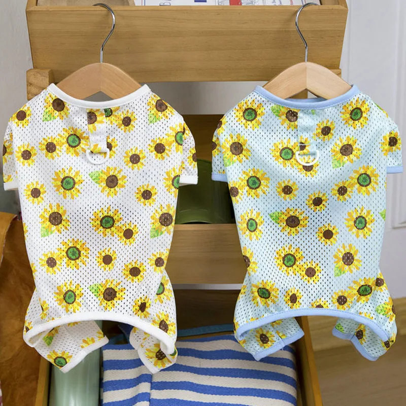 Ropa de malla para perros, mono Floral de verano para cachorros, pijamas para perros pequeños, Chihuahua, caniche, Yorks, niñas, mono para perros, chándal