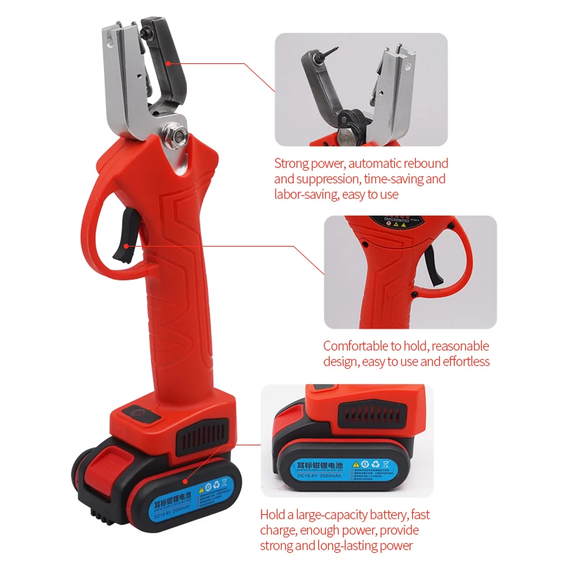 Juego de pinzas eléctricas para oreja, dispositivo de Control de animales, pinzas de Metal para oreja, vaca, oveja, conejo, herramientas de identificación, Kit de instalación, 1 Juego - imagen 4