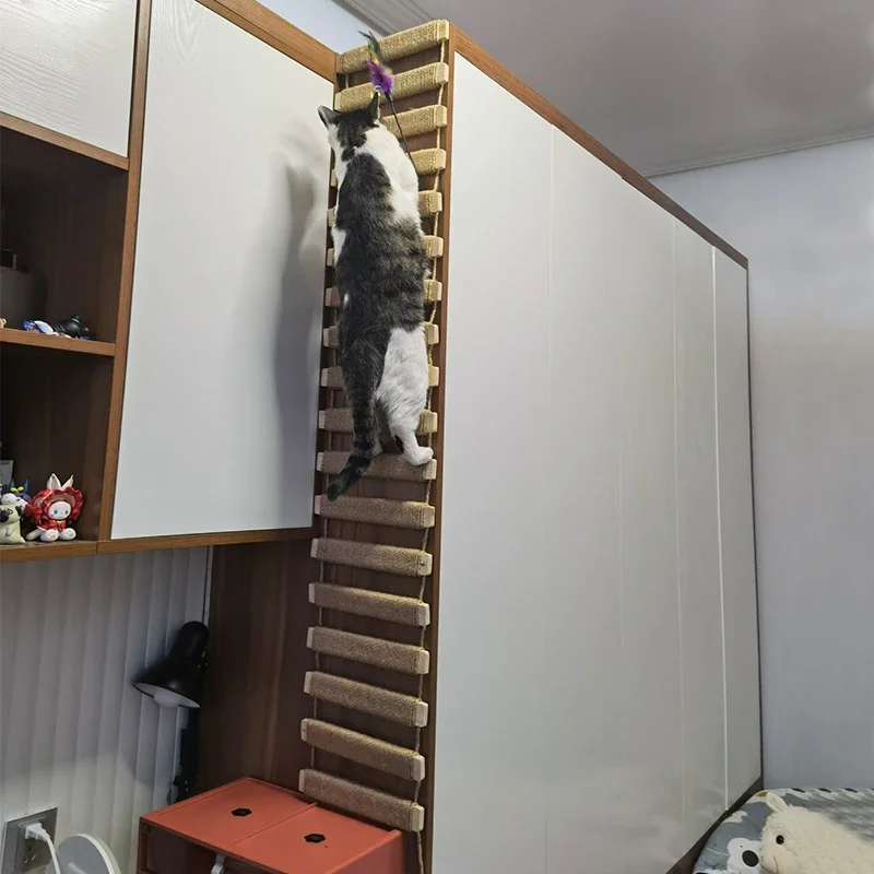 Puente para gatos de varios tamaños, uso para jaula para gatos, cuerda de Sisal, escalera para gatos, muebles para mascotas, rascador para gatos, poste, juguetes para gatitos, torre de árbol para gatos - imagen 2