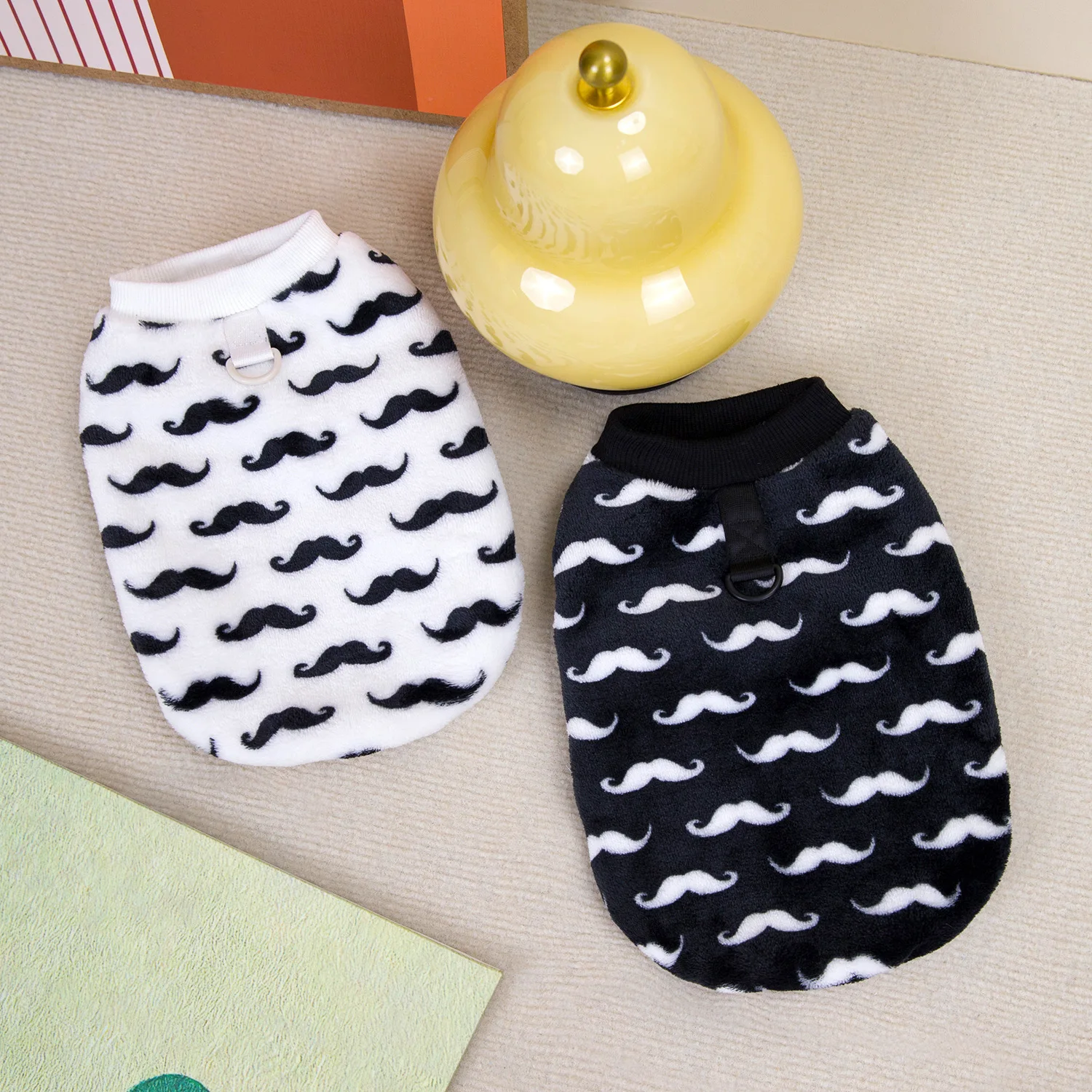 Chaleco de franela cálido y acogedor para cachorros, ropa de invierno para perros, jersey para gatos, trajes para mascotas con anillo en D, sudadera para perros recién nacidos, abrigo - imagen 4