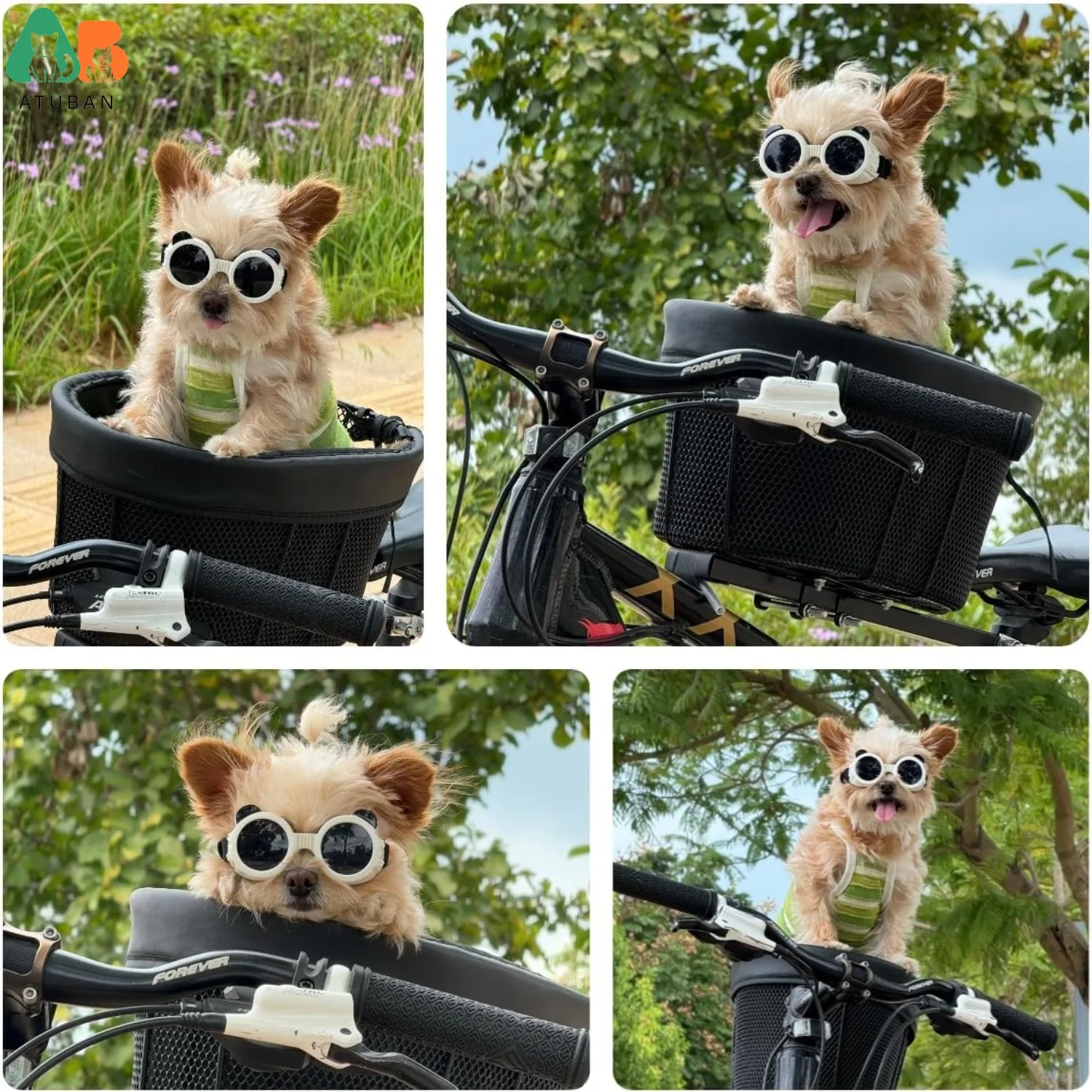 ATUBAN Gafas para perros para raza pequeña Protección UV/viento/polvo Gafas de sol para cachorros ajustables, a prueba de viento, a prueba de polvo, antivaho, transpirables - imagen 2