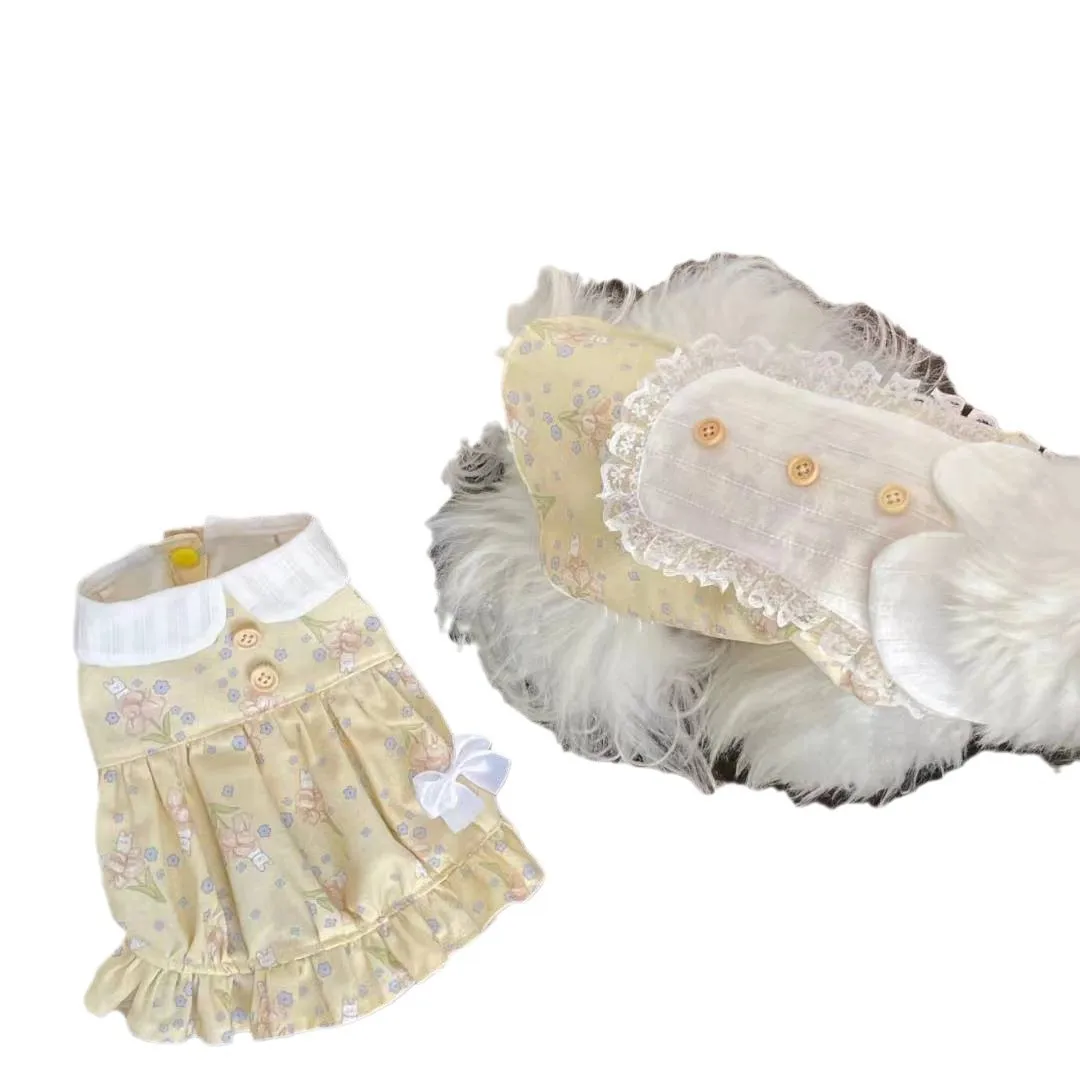 Chaleco Floral de primavera para mascotas, falda de princesa para perros y gatos, oso Yorkshire Schnauzer, ropa para perros pequeños/gatos, falda fina de primavera - imagen 5